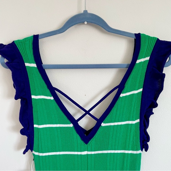 Anthropologie Daily Practice Sweater Midi Dress In Green Stripe Size S NWT - Picture 10 of 13